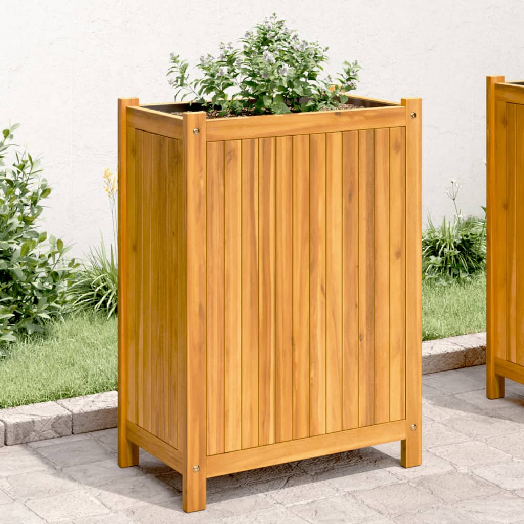 Vidaxl planter med foring 31x31x75 cm solid acaciahout