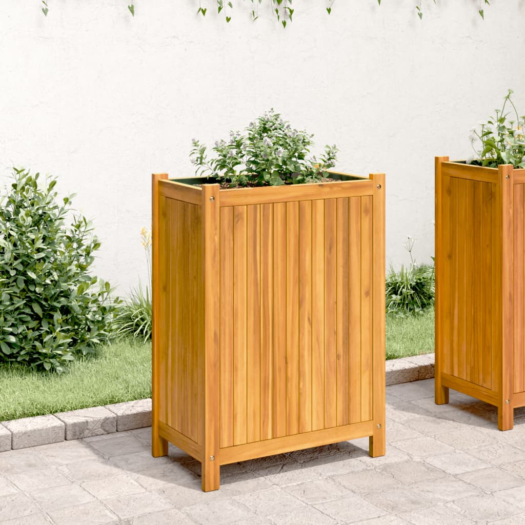 Vidaxl -planter med fôr 54x31x75 cm Solid Acacia Wood