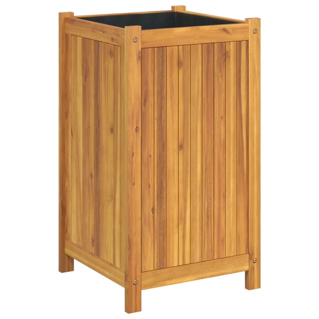 VidaXL Planter with lining 42x42x75 cm solid acacia wood