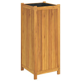 Vidaxl Planter med foring 42x42x100 cm Solid Acacia Wood