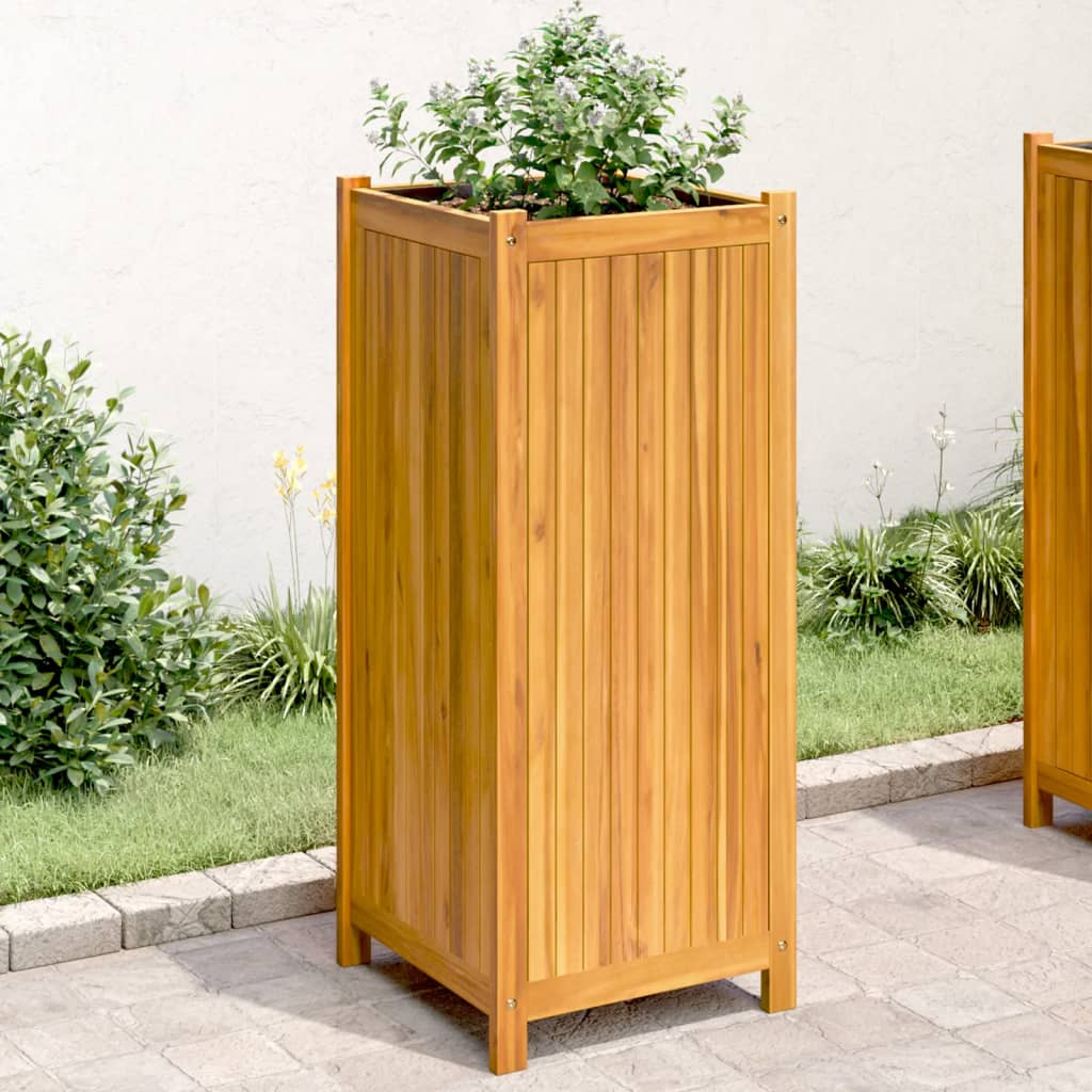 Vidaxl -planter med fôr 42x42x100 cm Solid Acacia Wood