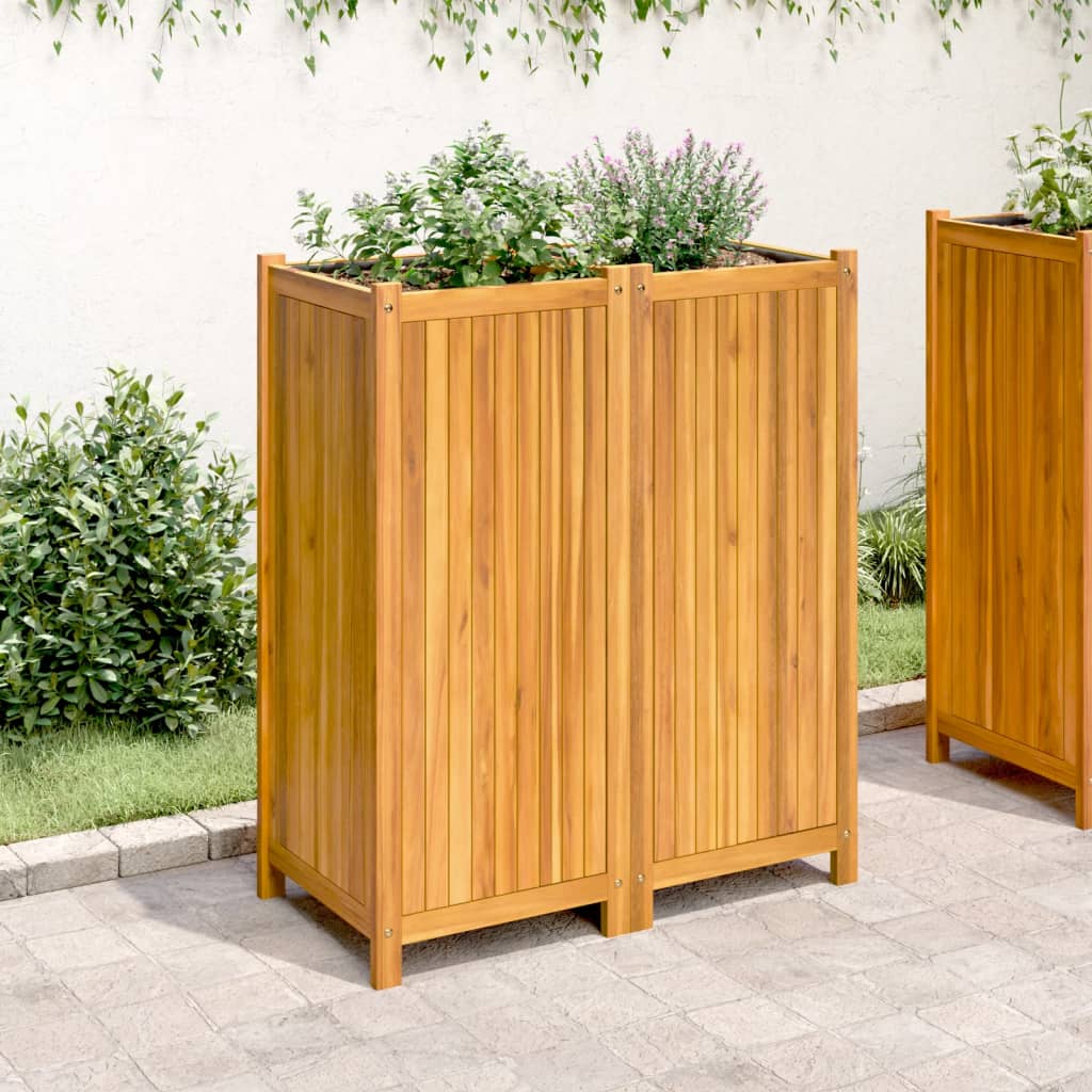 Vidaxl Planter med foring 84x42x100 cm Solid Acacia Wood