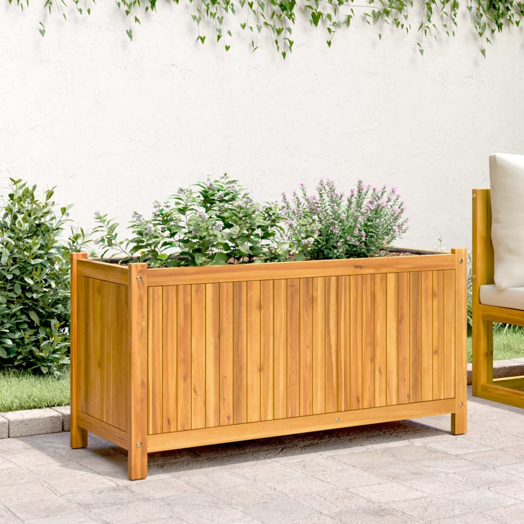 Vidaxl -planter med fôr 99,5x38x50 cm Solid Acacia Wood