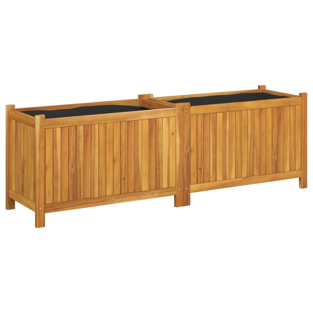 Planteur Vidaxl avec doublure 153x38.5x50 cm en bois d'acacia solide