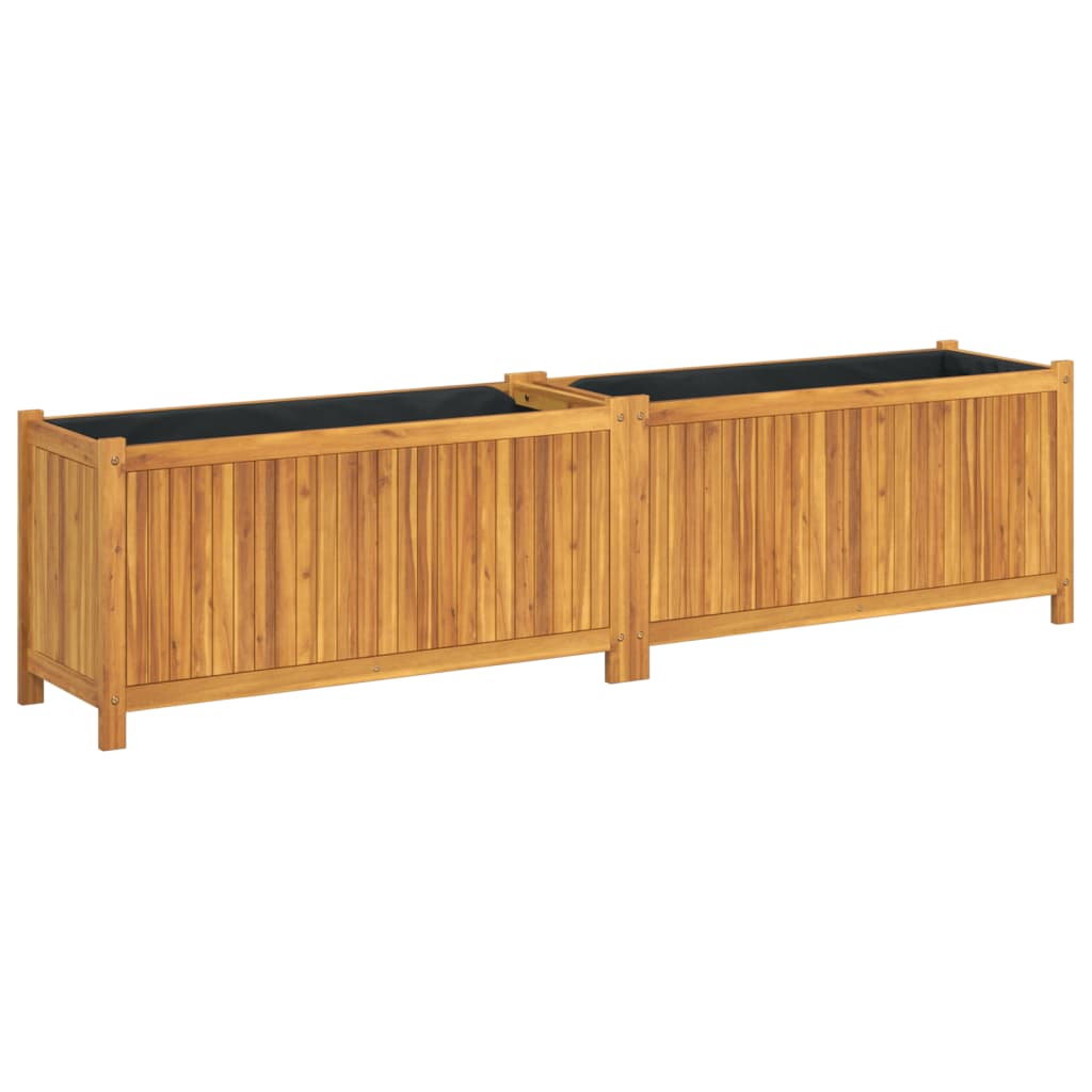 Vidaxl Planter med foder 199x38.5x50 cm Solid Acaciahout