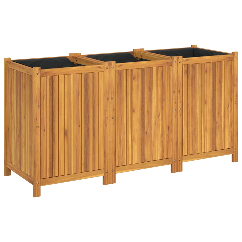 Planteur Vidaxl avec doublure 150x50x75 cm en bois d'acacia solide