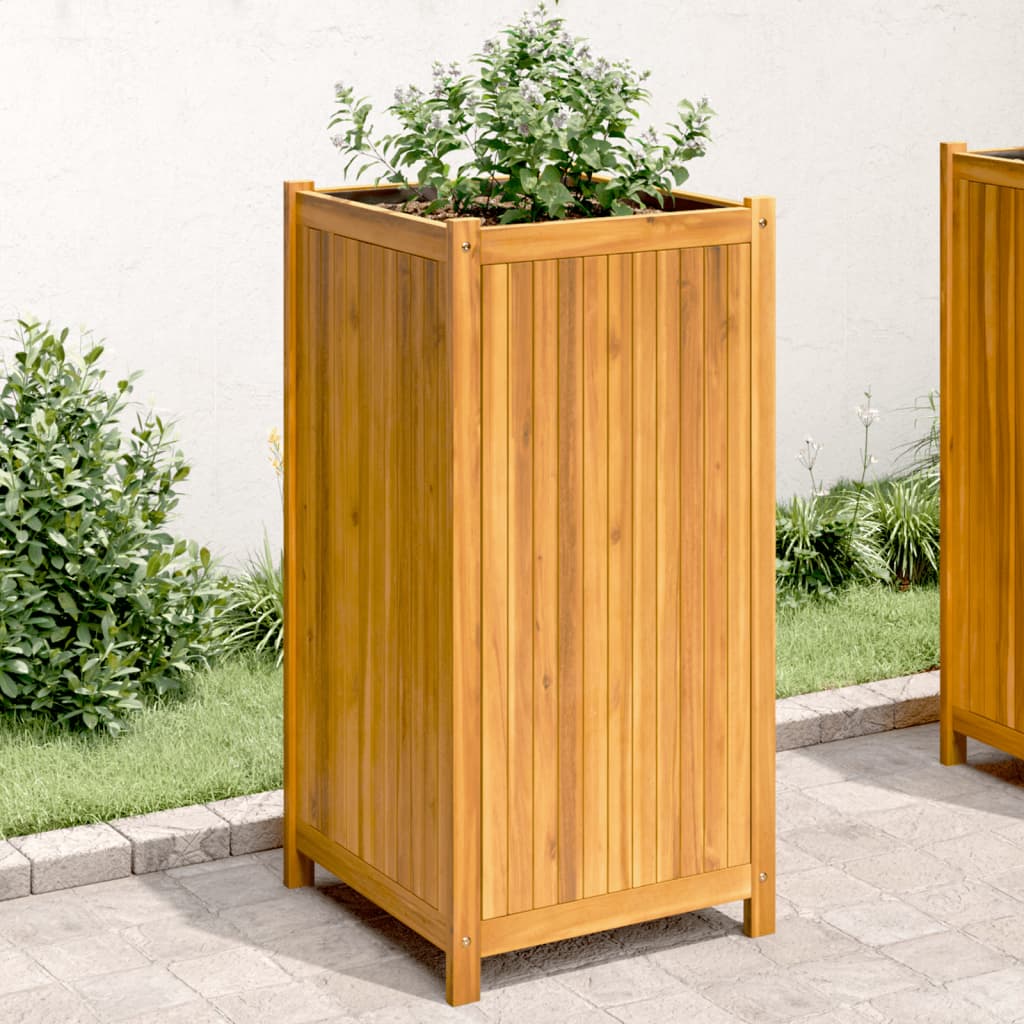 VidaXL Planter with lining 50x50x100 cm solid acacia wood