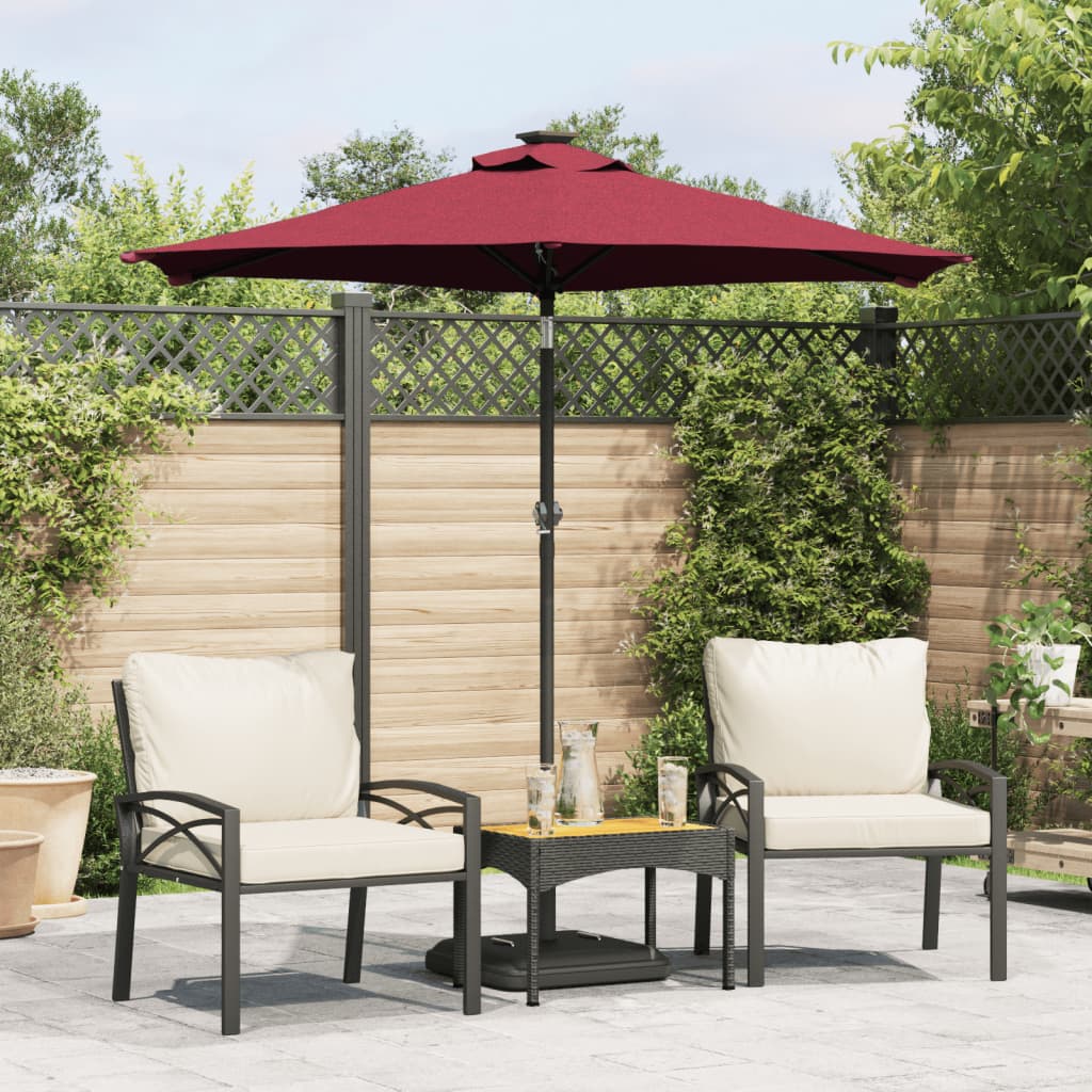 Parasol vidaxl avec poteau en acier 225x225x212 cm Bordeaux rouge