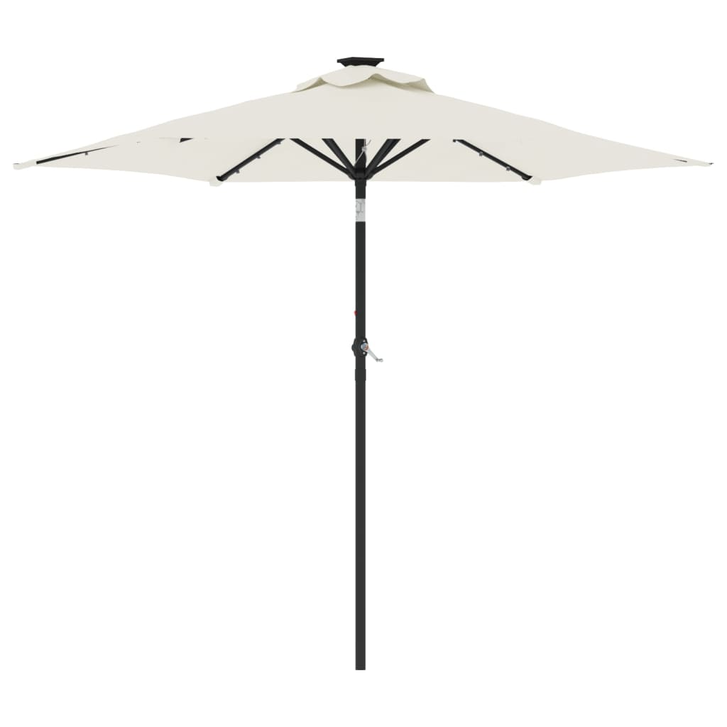 Vidaxl Parasol con LED e polo in acciaio 225x225x212 cm bianco