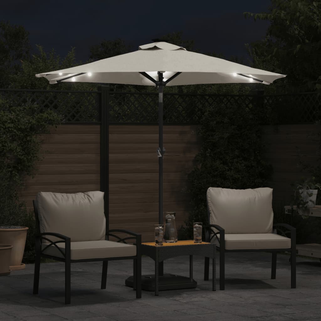 Vidaxl Parasol con LED y polo de acero 225x225x212 cm blanco