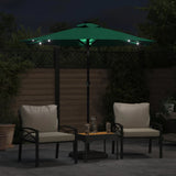 VIDAXL Parasol z LED in jeklenimi palicami 225x225x212 cm zelena