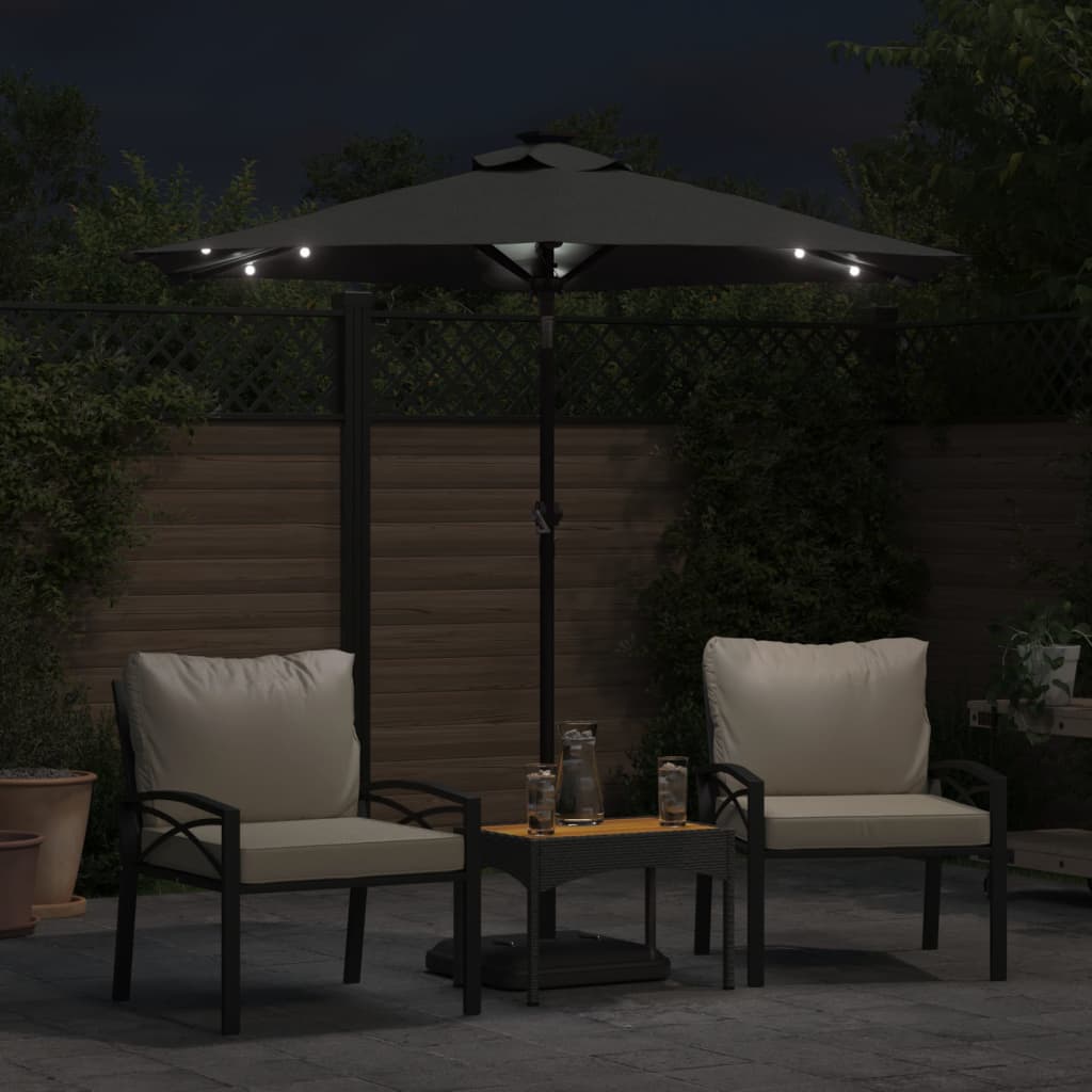 Parasol Vidaxl con LED y polo de acero 225x225x212cm de antracita