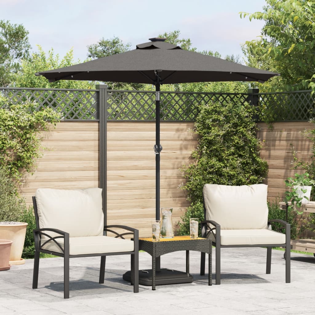 Vidaxl parasol avec LED et poteau en acier 225x225x212cm anthracite -colored