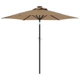 Parasol vidaxl avec LED et poteau en acier 225x225x212 cm taupe