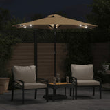 Parasol vidaxl avec LED et poteau en acier 225x225x212 cm taupe