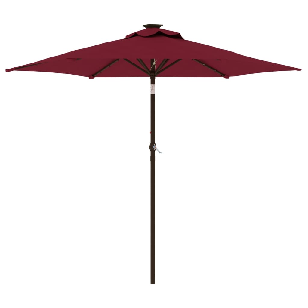 Vidaxl -Parasol mit LEDs und Stahlpol 225x225x212 cm Burgunderrot