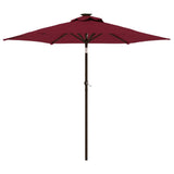 Bidaxl -parasol med lysdioder och stålstång 225x225x212 cm Bourgogne Red