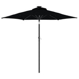 Vidaxl Parasol with LEDs and steel pole 225x225x212 cm Black