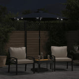 Vidaxl Parasol con LED e palo in acciaio 225x225x212 cm nero