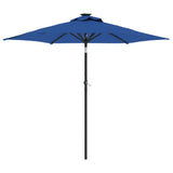 Vidaxl parasol met led's en stalen paal 225x225x212 cm azuurblauw