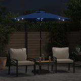 Vidaxl Parasol with LEDs and steel pole 225x225x212 cm azure blue