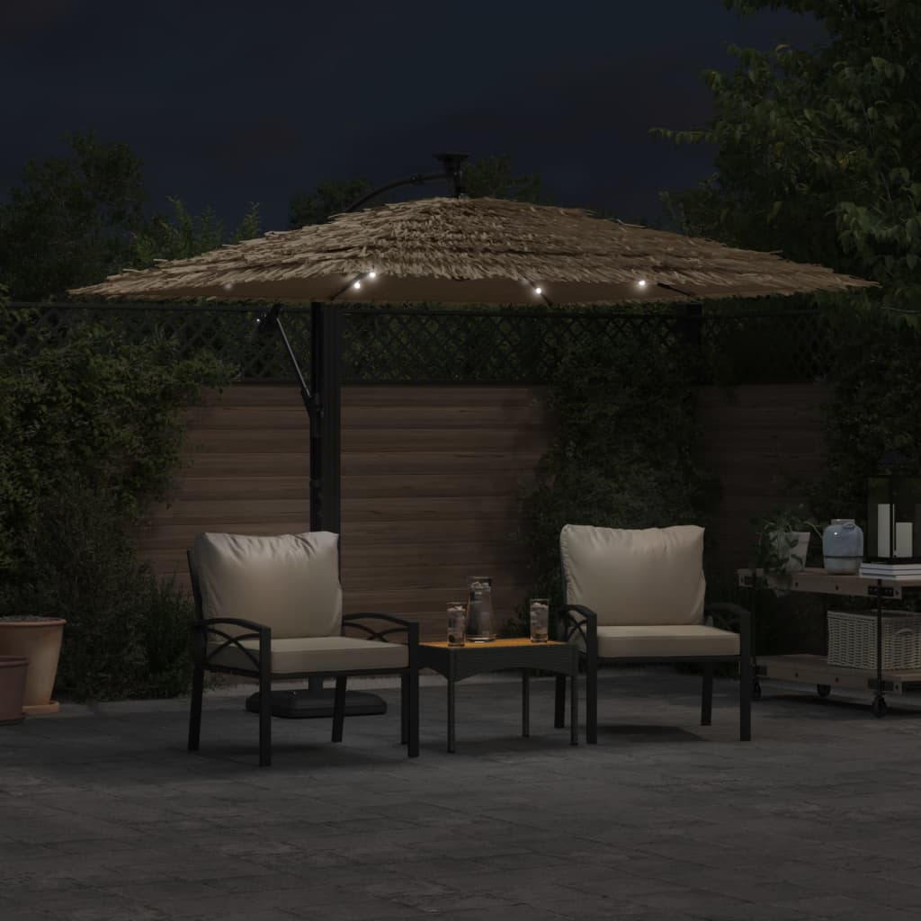 Vidaxl Parasol with LEDs and steel pole 246x246x230 cm brown