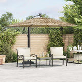 Parasol vidaxl avec LED et poteau en acier 246x246x230 cm brun