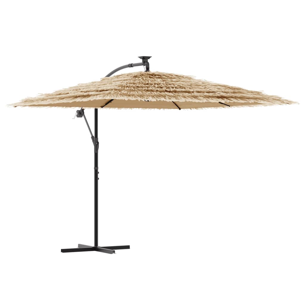 Vidaxl -parasol med lysdioder og stålstang 269x269x235 cm brun