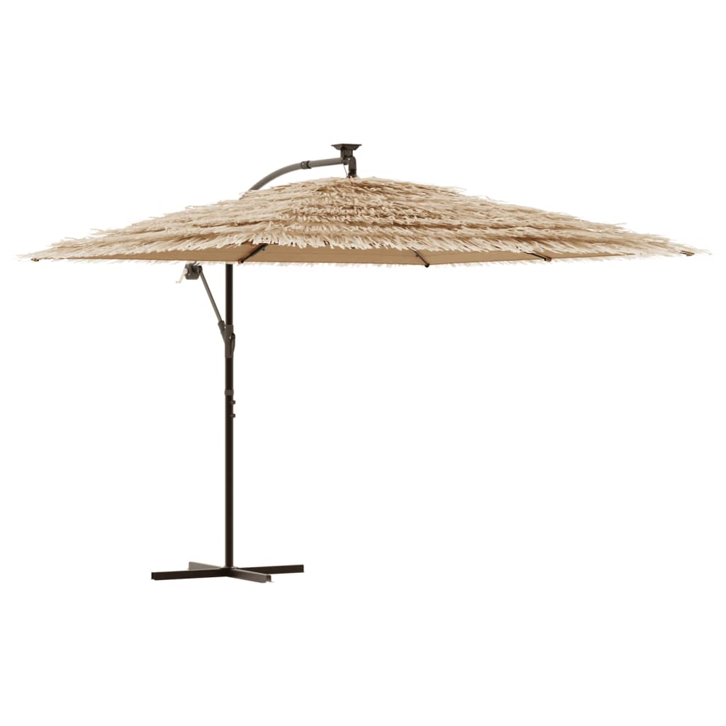 Vidaxl Parasol z diodami diodami i stalowym biegunem 290x290x238 cm brąz