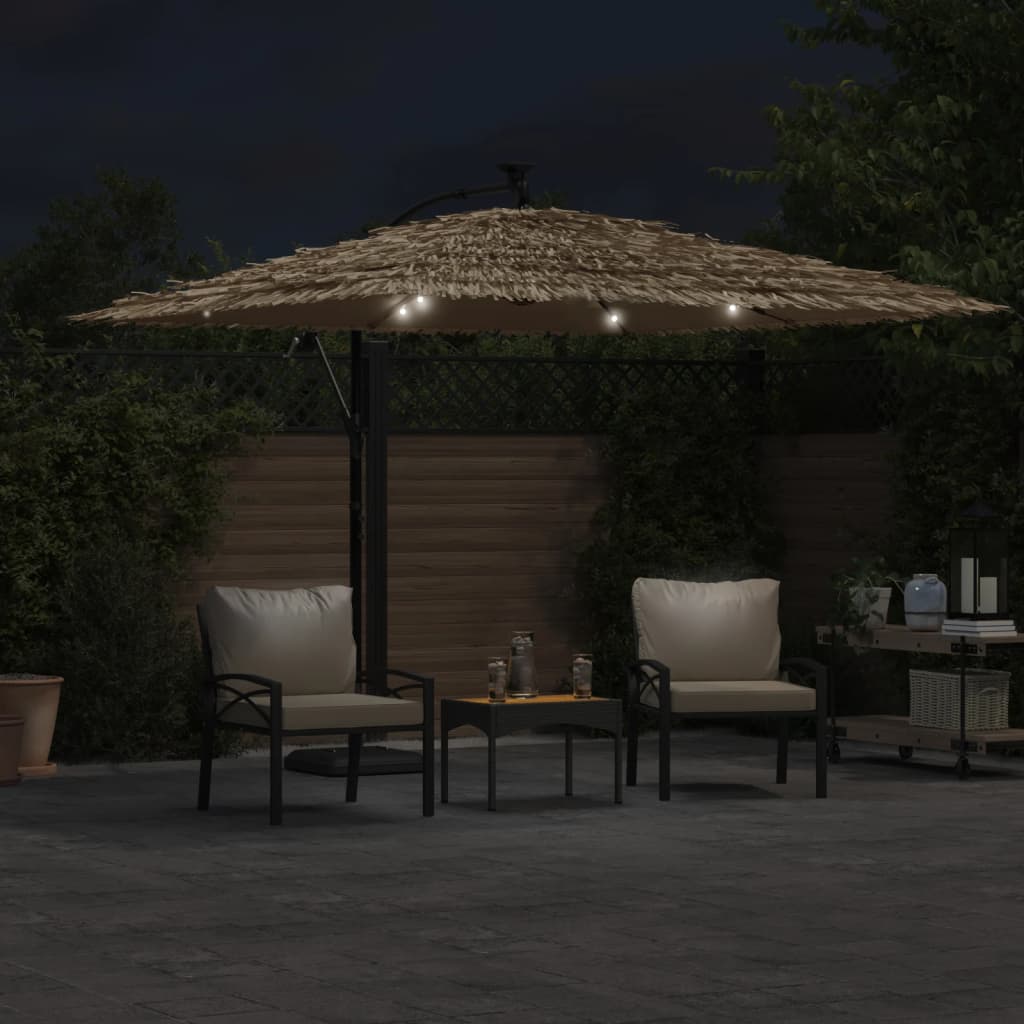 Vidaxl Parasol with LEDs and steel pole 290x290x238 cm brown