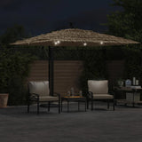 Parasol Vidaxl con LED y polo de acero 290x290x238 cm marrón