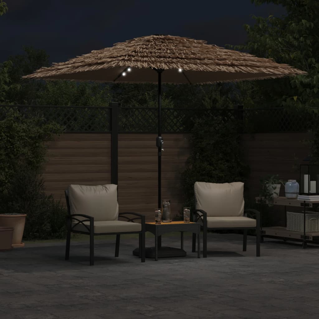 Parasol Vidaxl avec LED et poteau en acier 248x248x248 cm brun