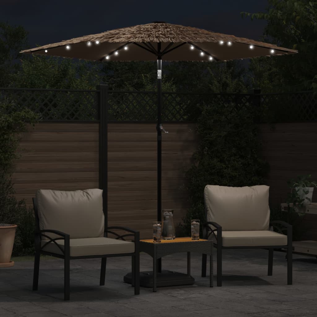 Parasol vidaxl avec LED et poteau en acier 223x223x213 cm brun