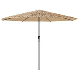 Parasol vidaxl avec LED et poteau en acier 324x324x247 cm brun