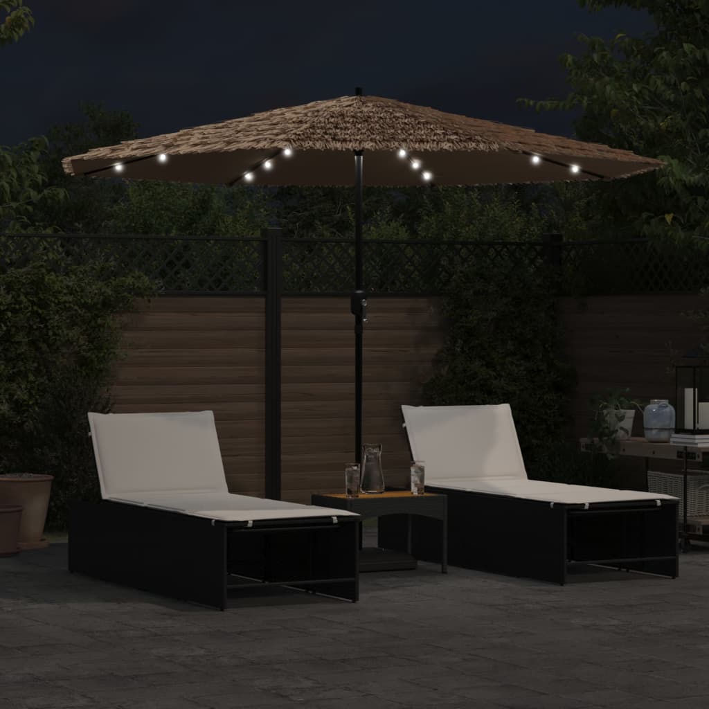 Vidaxl parasol met led's en stalen paal 324x324x247 cm bruin