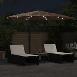 Vidaxl Parasol z LED in jeklenimi palicami 324x324x247 cm rjava