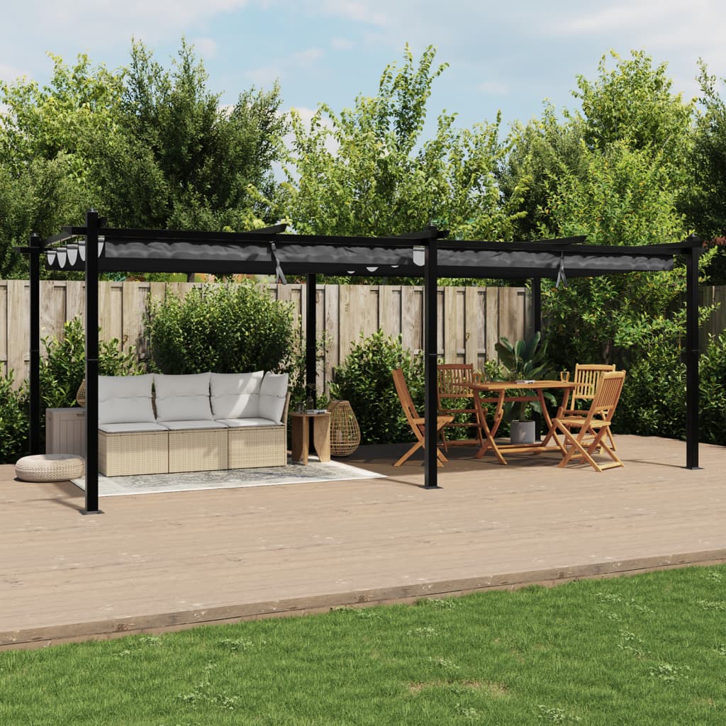 Vidaxl Arbor con tetto estesibile 3x6 m in alluminio antracite -colorato