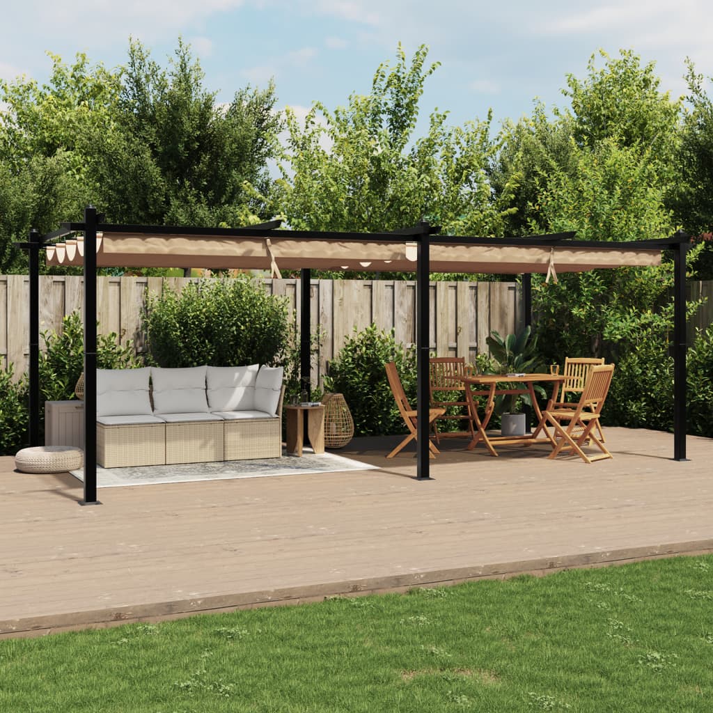 Vidaxl arbor with extendable roof 3x6 m aluminum taupe