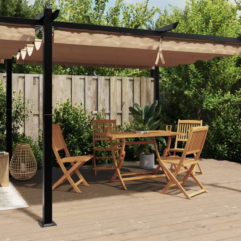 Arbor vidaxl avec toit extensible 3x6 m en aluminium taupe