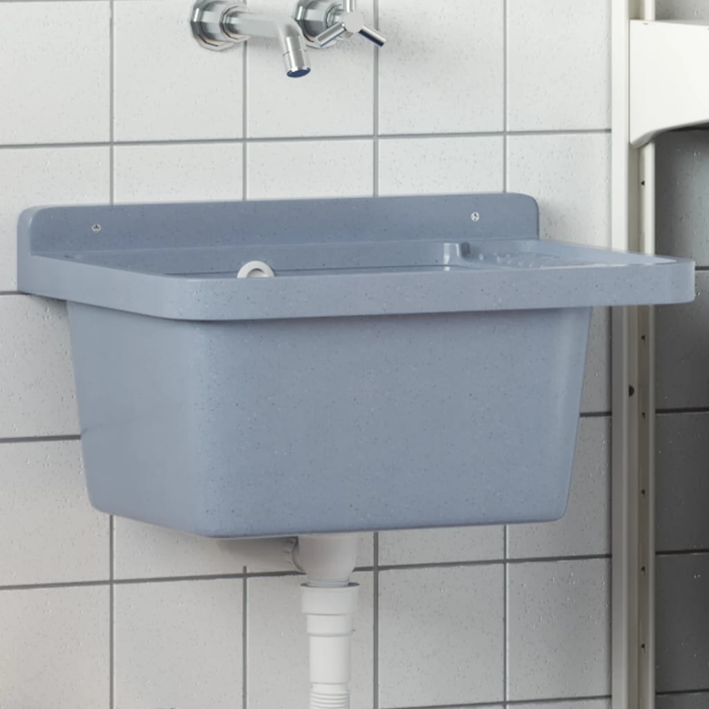 Vidaxl Washbasin Wall -namontovaná 50x35x24 cm pryskyřice šedá