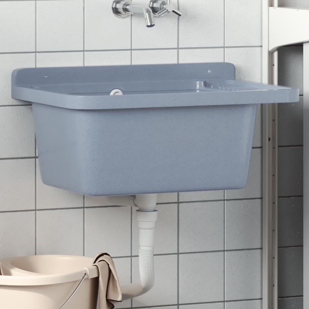 Vidaxl Washbasin Wall -montato 60x40x28 cm in resina grigio