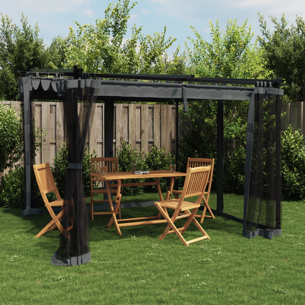 Arbor vidaxl avec parois latérales de maille 3x3 m anthracite en acier -colore