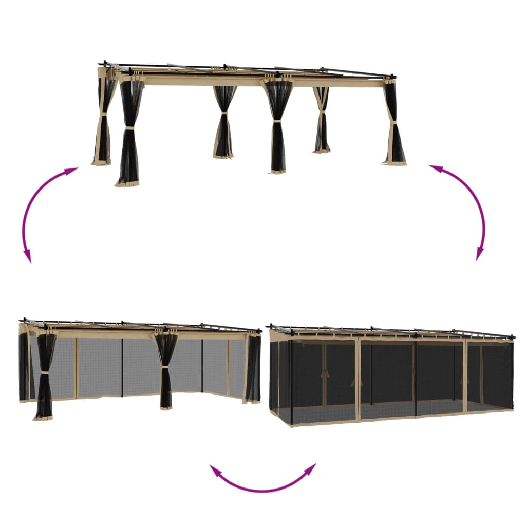 Arbor Vidaxl con paredes laterales de malla 6x3 m de acero Tope