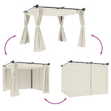 Vidaxl arbor with curtains 3x3 m steel cream -colored