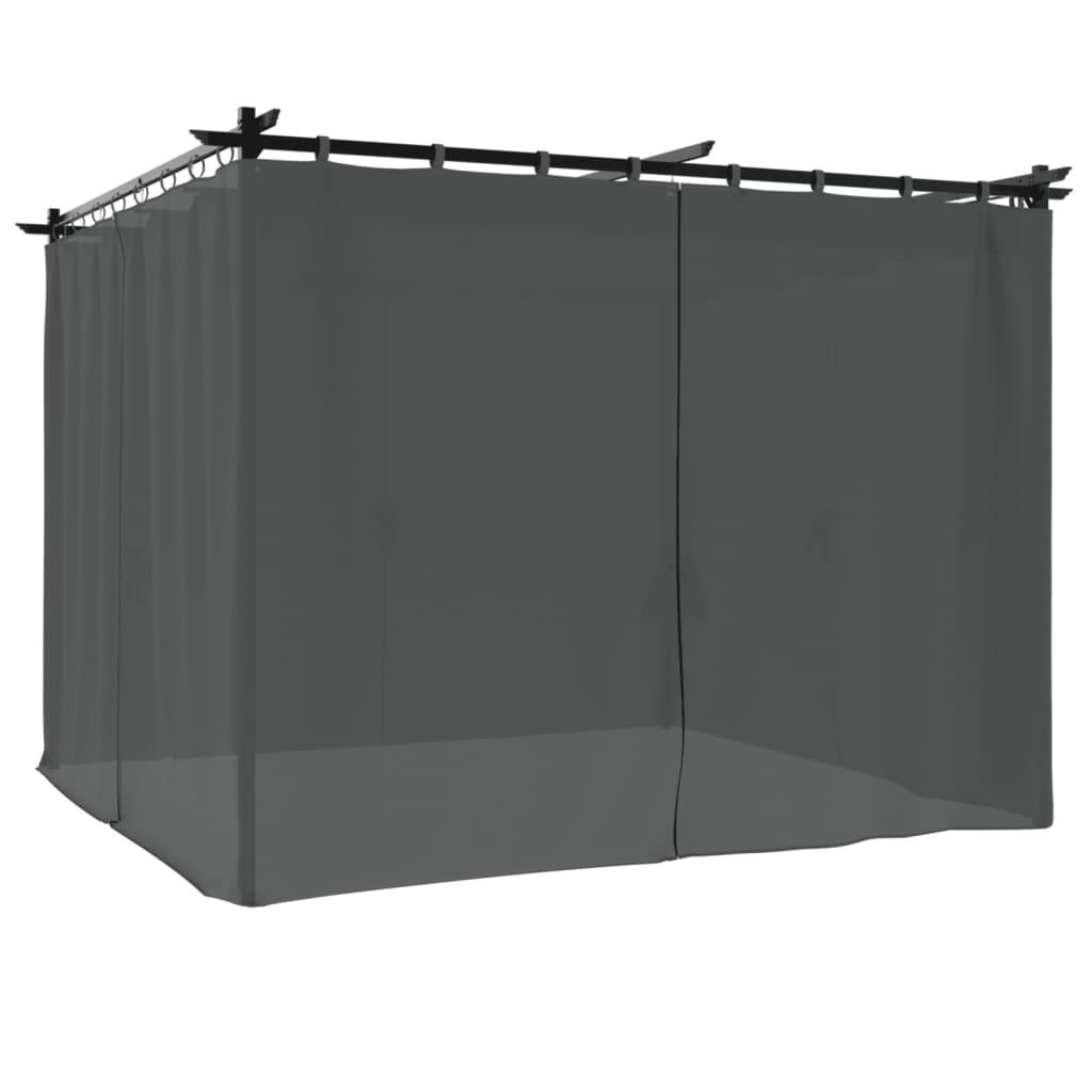 Vidaxl arbor with curtains 3x3 m steel anthracite -colored