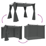 Arbor vidaxl avec rideaux 3x3 m anthracite en acier -colored