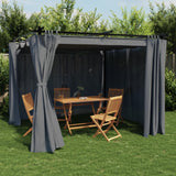 Vidaxl arbor with curtains 3x3 m steel anthracite -colored