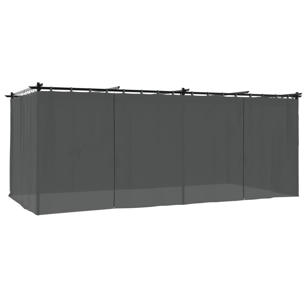 Vidaxl Arbor med gardiner 6x3 m stål Anthracite -färgad