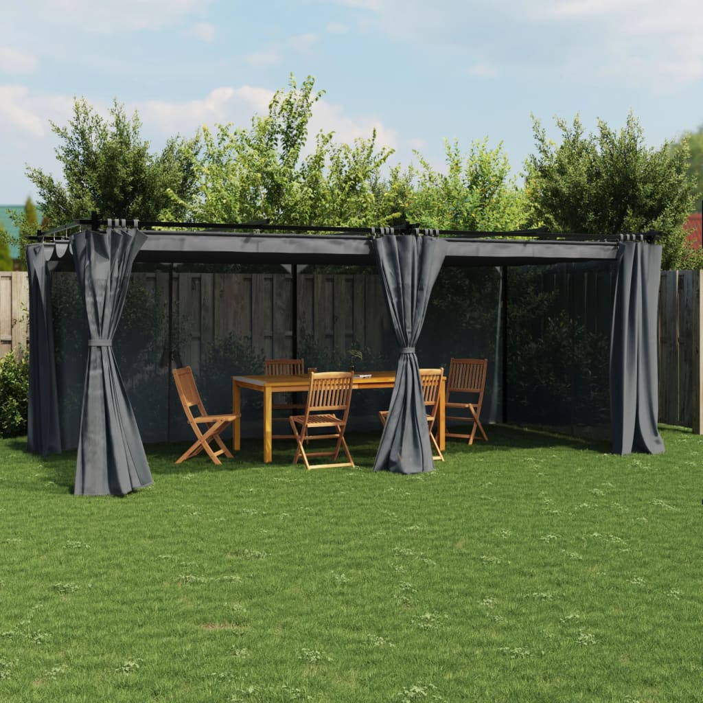 Arbor vidaxl avec rideaux 6x3 m anthracite en acier -colored