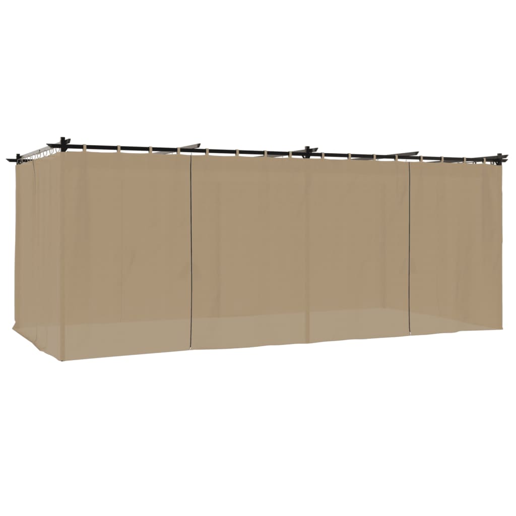 Vidaxl Arbor med gardiner 6x3 m stål taupe